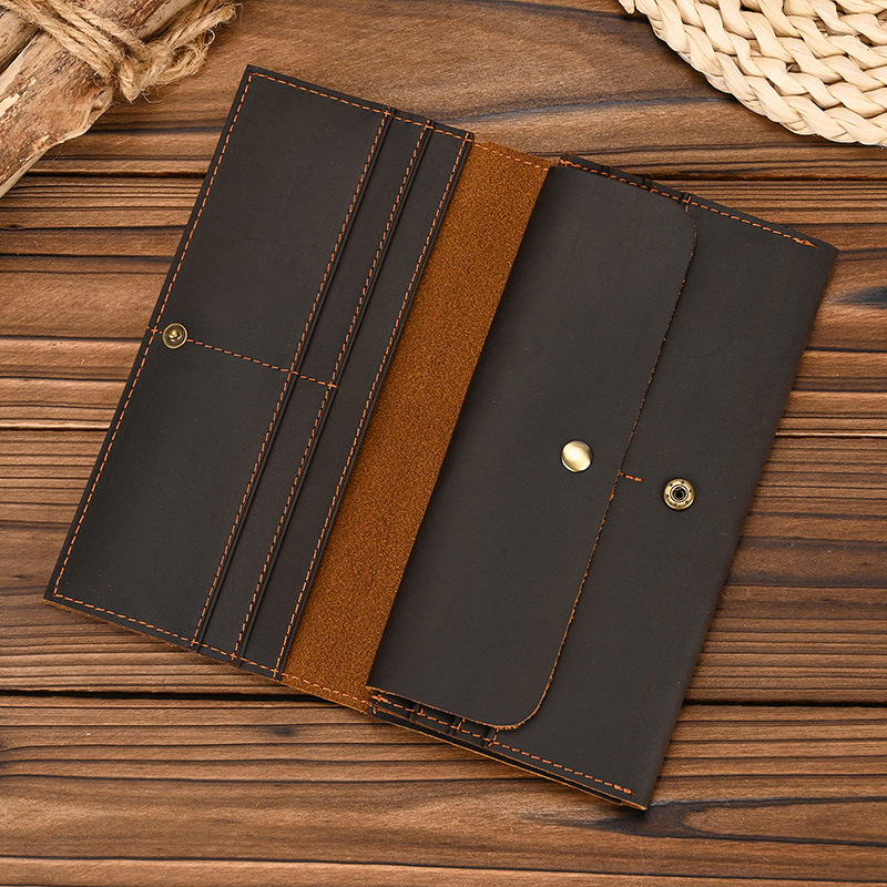 Men's Crazy Horse Leather Long - Coin Holder Men recension och pris